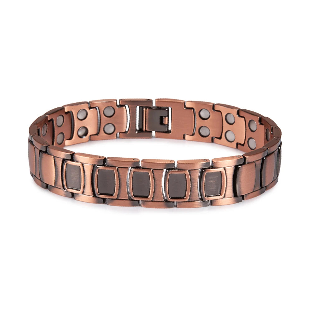 Pure Copper Magnetic Bracelet Homme 14mm Wrist Band Magnetic Bracelet Benefits Health Energy Copper Magnetic Bracelet Arthritis