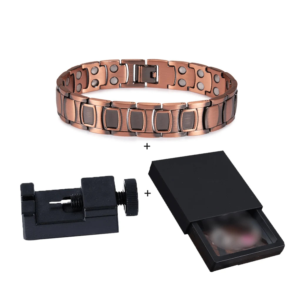 Pure Copper Magnetic Bracelet Homme 14mm Wrist Band Magnetic Bracelet Benefits Health Energy Copper Magnetic Bracelet Arthritis