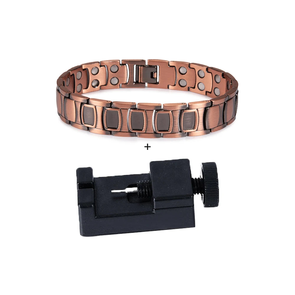Pure Copper Magnetic Bracelet Homme 14mm Wrist Band Magnetic Bracelet Benefits Health Energy Copper Magnetic Bracelet Arthritis