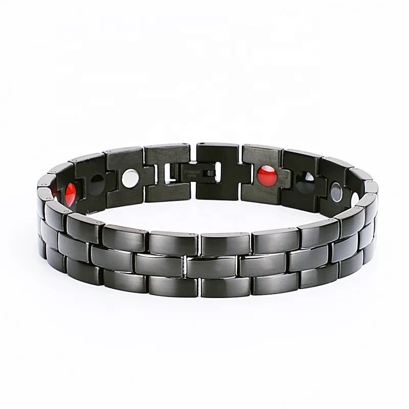 Men's Stainless Steel Magnetic Therapeutic Bracelet New Fashion Design with Gold Plating Titanium Material for Weddings Gifts