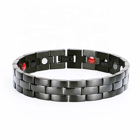 Men's Stainless Steel Magnetic Therapeutic Bracelet New Fashion Design with Gold Plating Titanium Material for Weddings Gifts