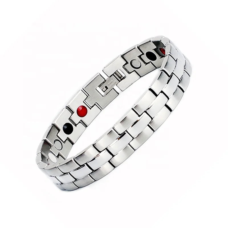 Men's Stainless Steel Magnetic Therapeutic Bracelet New Fashion Design with Gold Plating Titanium Material for Weddings Gifts