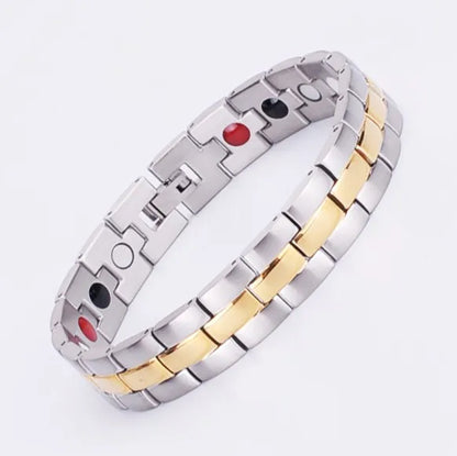 Men's Stainless Steel Magnetic Therapeutic Bracelet New Fashion Design with Gold Plating Titanium Material for Weddings Gifts