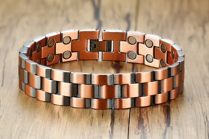 Vinterly Magnetic Copper Bracelet Men Vintage Wrist Band Magnetic Bracelet Men Hand Chain Health Energy Wide Bracelet for Men