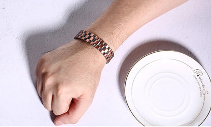 Vinterly Magnetic Copper Bracelet Men Vintage Wrist Band Magnetic Bracelet Men Hand Chain Health Energy Wide Bracelet for Men
