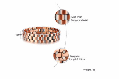 Vinterly Magnetic Copper Bracelet Men Vintage Wrist Band Magnetic Bracelet Men Hand Chain Health Energy Wide Bracelet for Men