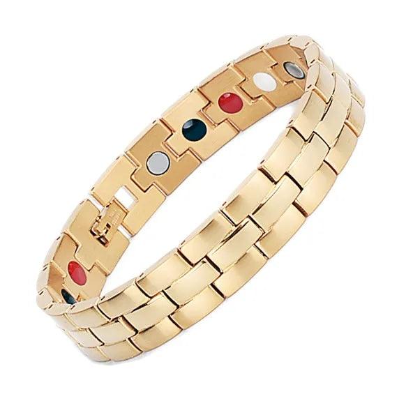 Men's Stainless Steel Magnetic Therapeutic Bracelet New Fashion Design with Gold Plating Titanium Material for Weddings Gifts