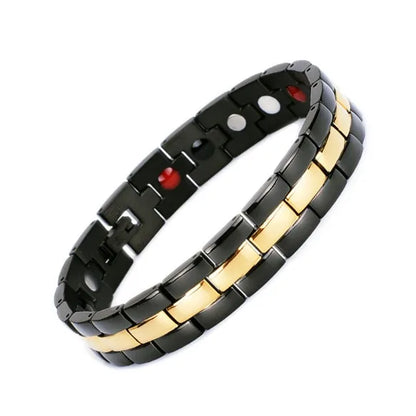 Men's Stainless Steel Magnetic Therapeutic Bracelet New Fashion Design with Gold Plating Titanium Material for Weddings Gifts