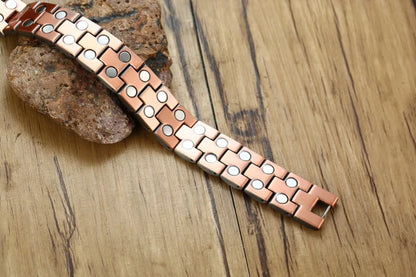 Vinterly Magnetic Copper Bracelet Men Vintage Wrist Band Magnetic Bracelet Men Hand Chain Health Energy Wide Bracelet for Men