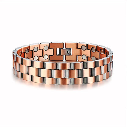Vinterly Magnetic Copper Bracelet Men Vintage Wrist Band Magnetic Bracelet Men Hand Chain Health Energy Wide Bracelet for Men