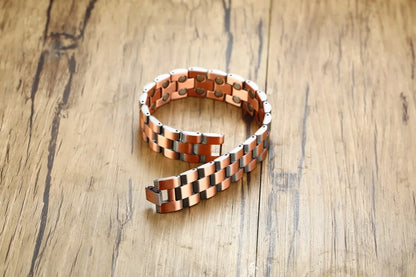 Vinterly Magnetic Copper Bracelet Men Vintage Wrist Band Magnetic Bracelet Men Hand Chain Health Energy Wide Bracelet for Men