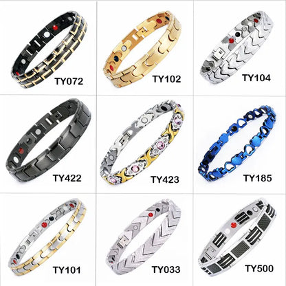 Men's Stainless Steel Magnetic Therapeutic Bracelet New Fashion Design with Gold Plating Titanium Material for Weddings Gifts