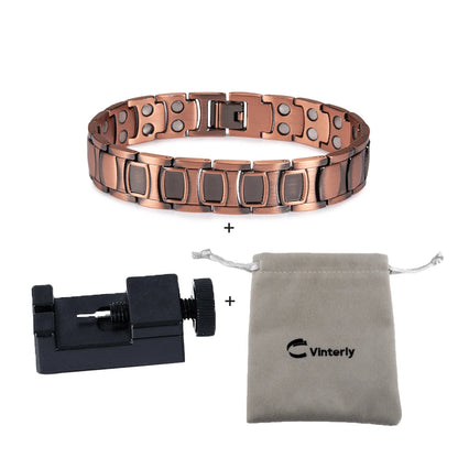 Pure Copper Magnetic Bracelet Homme 14mm Wrist Band Magnetic Bracelet Benefits Health Energy Copper Magnetic Bracelet Arthritis