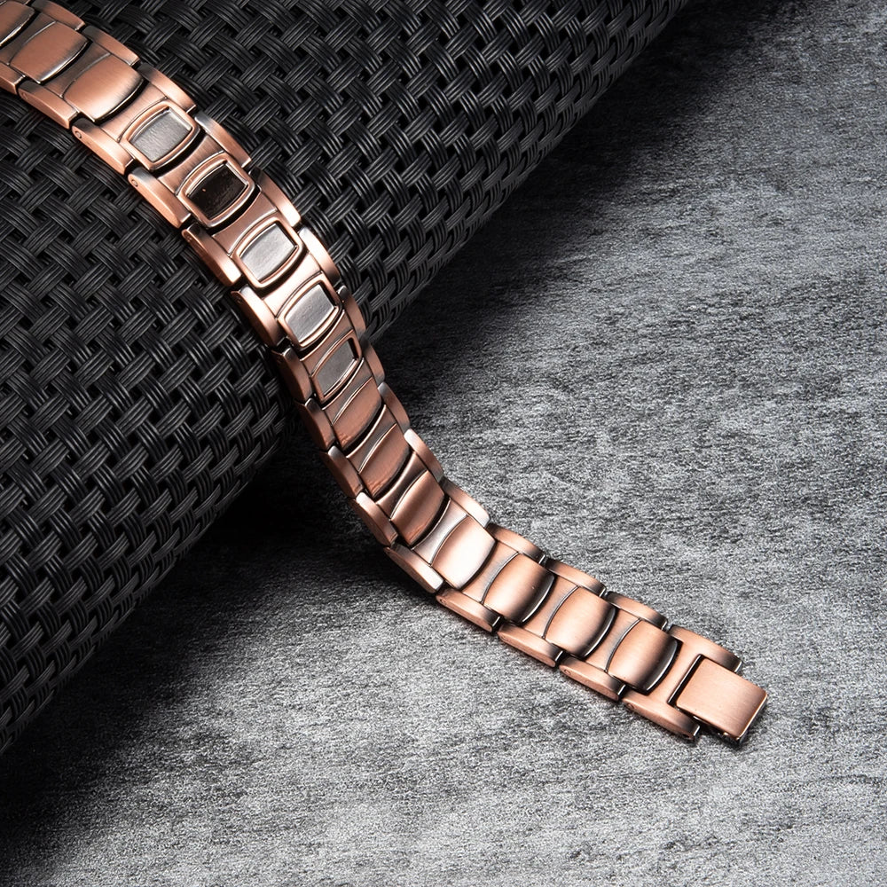 Pure Copper Magnetic Bracelet Homme 14mm Wrist Band Magnetic Bracelet Benefits Health Energy Copper Magnetic Bracelet Arthritis