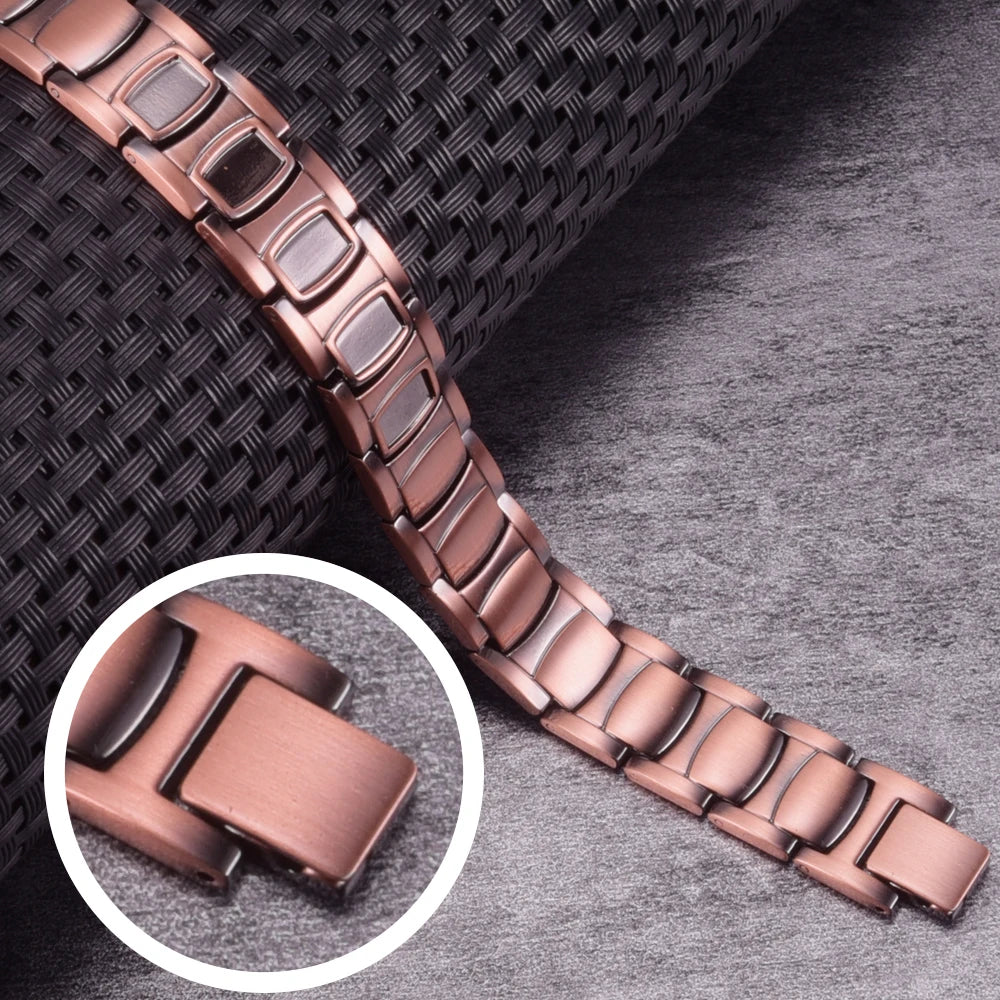 Pure Copper Magnetic Bracelet Homme 14mm Wrist Band Magnetic Bracelet Benefits Health Energy Copper Magnetic Bracelet Arthritis