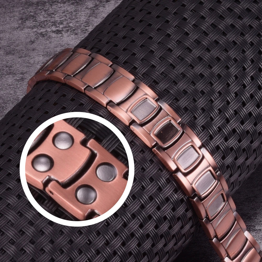 Pure Copper Magnetic Bracelet Homme 14mm Wrist Band Magnetic Bracelet Benefits Health Energy Copper Magnetic Bracelet Arthritis