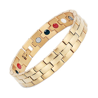 Men's Stainless Steel Magnetic Therapeutic Bracelet New Fashion Design with Gold Plating Titanium Material for Weddings Gifts