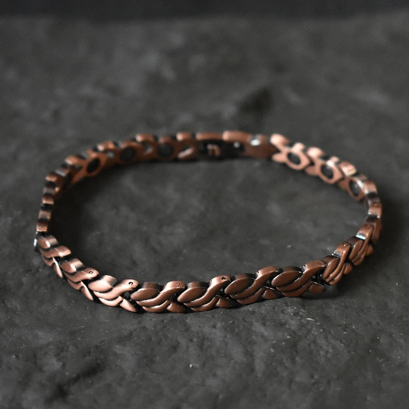 Unisex Vintage Magnetic Bracelet 6.5mm - Pure Copper Chain, Health Energy Arthritis Relief Jewelry