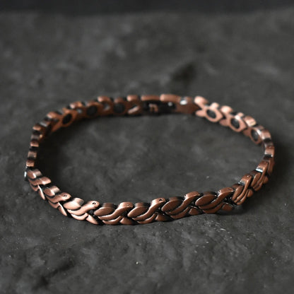 Unisex Vintage Magnetic Bracelet 6.5mm - Pure Copper Chain, Health Energy Arthritis Relief Jewelry