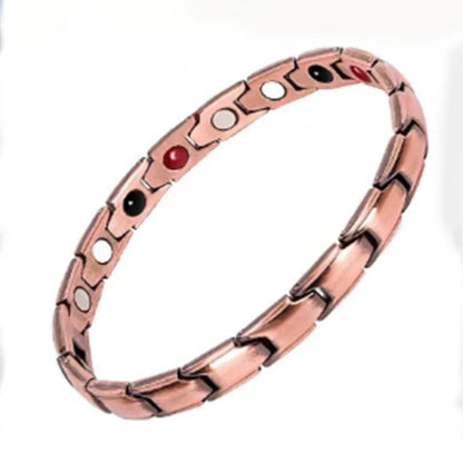Vintage Pure Copper Magnetic Pain Relief Bracelet For Men Therapy Double Row Magnets Link Chain Stainless Steel Men Jewelry