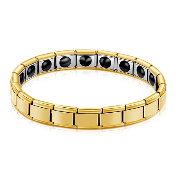 Vintage Pure Copper Magnetic Pain Relief Bracelet For Men Therapy Double Row Magnets Link Chain Stainless Steel Men Jewelry