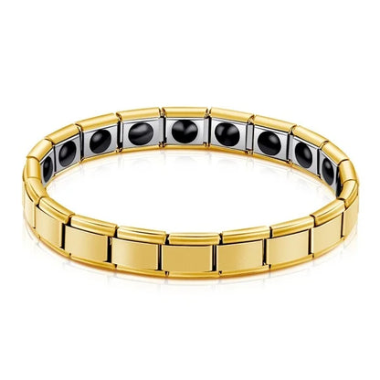 Vintage Pure Copper Magnetic Pain Relief Bracelet For Men Therapy Double Row Magnets Link Chain Stainless Steel Men Jewelry