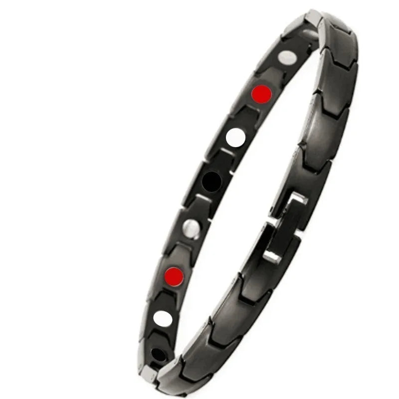 Vintage Pure Copper Magnetic Pain Relief Bracelet For Men Therapy Double Row Magnets Link Chain Stainless Steel Men Jewelry