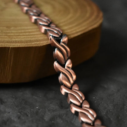 Unisex Vintage Magnetic Bracelet 6.5mm - Pure Copper Chain, Health Energy Arthritis Relief Jewelry