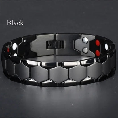 Vintage Pure Copper Magnetic Pain Relief Bracelet For Men Therapy Double Row Magnets Link Chain Stainless Steel Men Jewelry