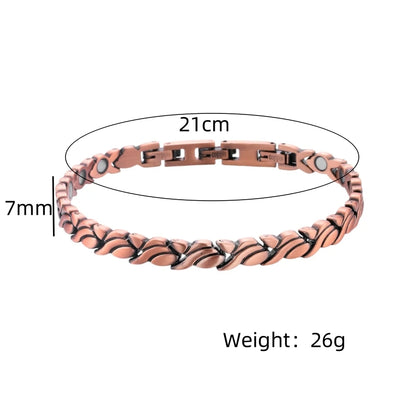 Unisex Vintage Magnetic Bracelet 6.5mm - Pure Copper Chain, Health Energy Arthritis Relief Jewelry