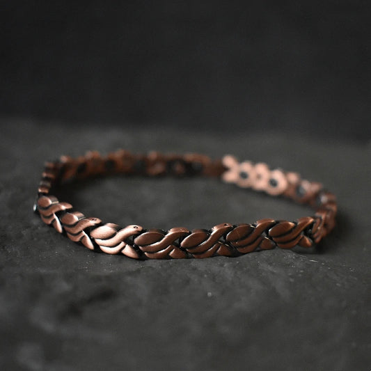 Unisex Vintage Magnetic Bracelet 6.5mm - Pure Copper Chain, Health Energy Arthritis Relief Jewelry