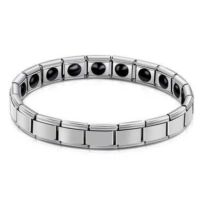 Vintage Pure Copper Magnetic Pain Relief Bracelet For Men Therapy Double Row Magnets Link Chain Stainless Steel Men Jewelry