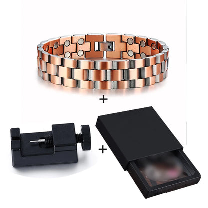 Vinterly Magnetic Copper Bracelet Men Vintage Wrist Band Magnetic Bracelet Men Hand Chain Health Energy Wide Bracelet for Men