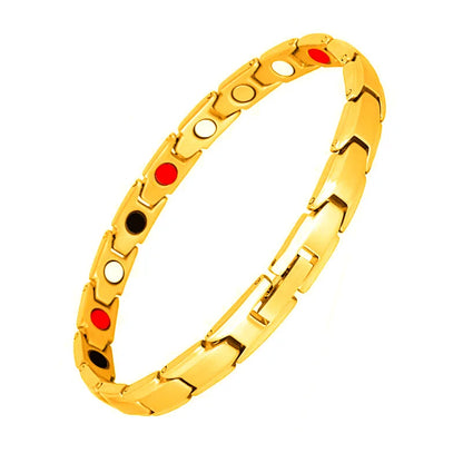 Vintage Pure Copper Magnetic Pain Relief Bracelet For Men Therapy Double Row Magnets Link Chain Stainless Steel Men Jewelry