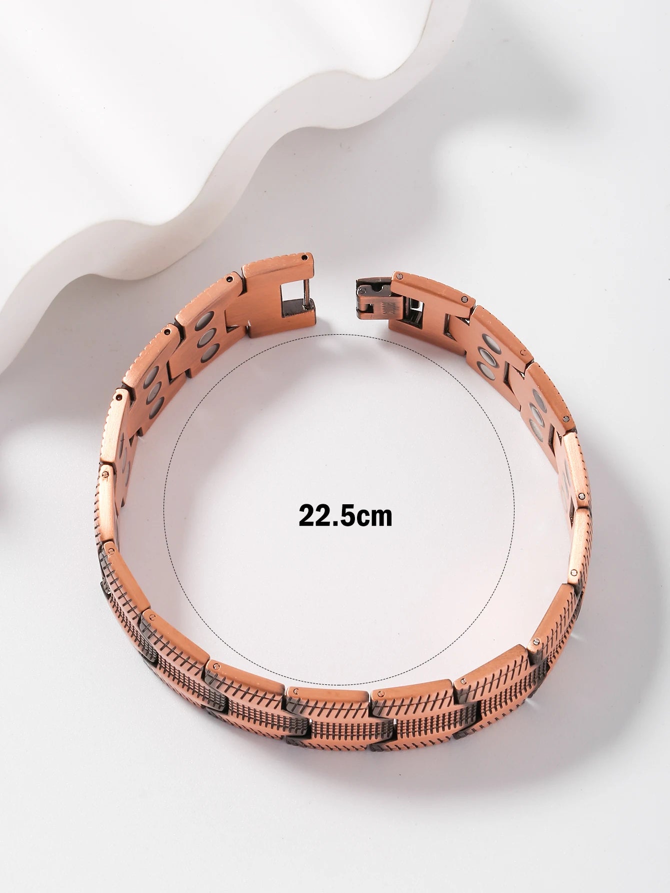 A Red Copper Men'S Dating Retro Ultra Wide Three Row Magnetic Therapy Bracelet