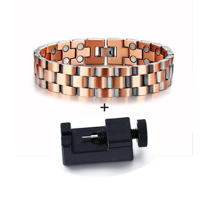 Vinterly Magnetic Copper Bracelet Men Vintage Wrist Band Magnetic Bracelet Men Hand Chain Health Energy Wide Bracelet for Men