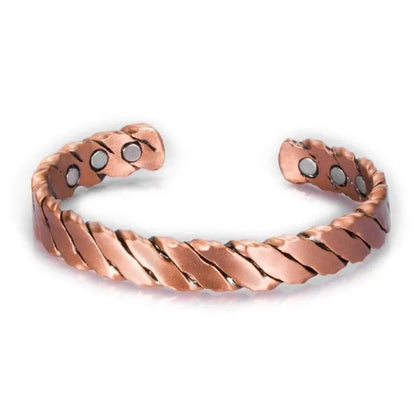 Vintage Pure Copper Magnetic Pain Relief Bracelet For Men Therapy Double Row Magnets Link Chain Stainless Steel Men Jewelry