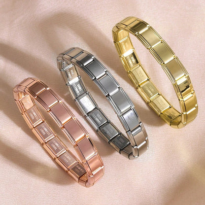 FTCY Italian Charm Stainless Steel Bracelets For Women Men 9mm Width Elastic DIY Modular Bracelet Jewelry Gift