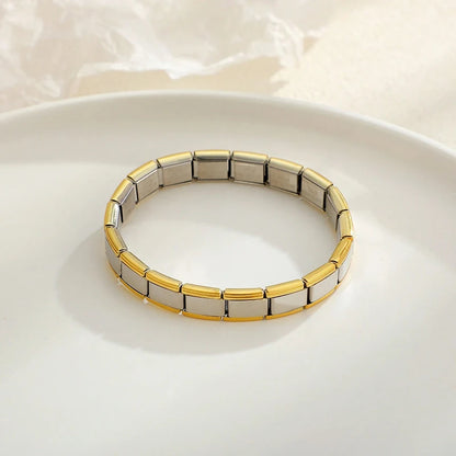 FTCY Italian Charm Stainless Steel Bracelets For Women Men 9mm Width Elastic DIY Modular Bracelet Jewelry Gift